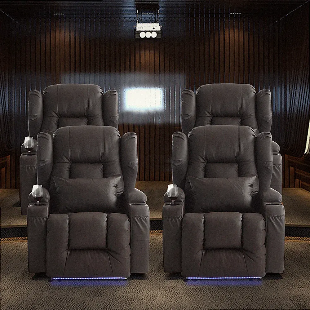 Home Theater Seating Power Recliner Chairs w/ Baselight for Living Room Set of 4