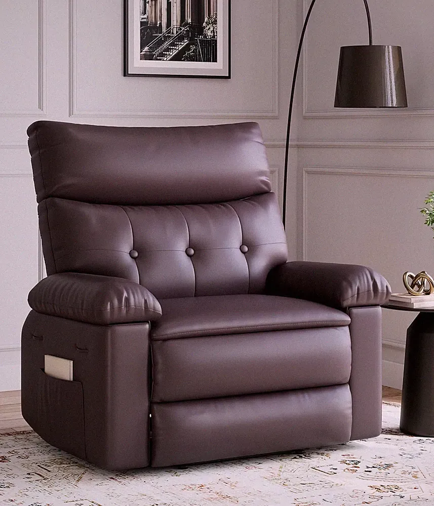 Oversized Faux Leather Recliner Chair with Plush Comfort for Ultimate Relaxation