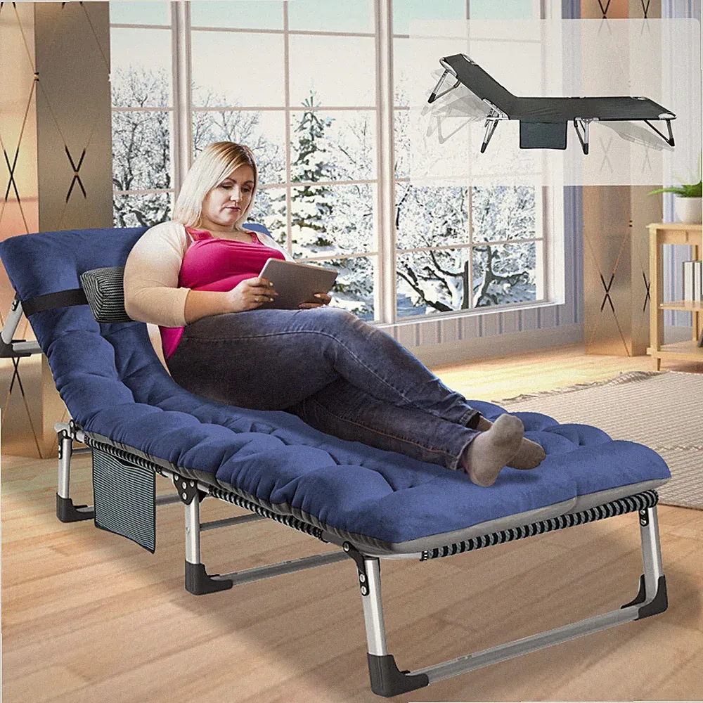 SLSY Folding Cot Adjustable 4-Position Reclining Folding Chaise Lounger Chair