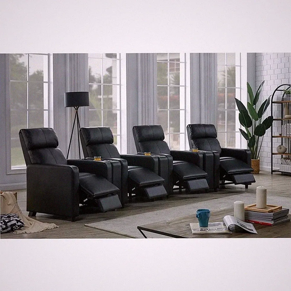 Toohey Upholstered Tufted Recliner Living Room Set Black